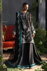 Afrozeh Larosea La Fuchsia'25 embroidered front and block printed dupatta